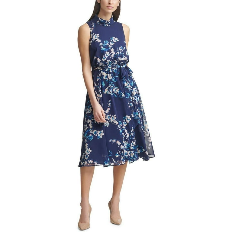 Harper Rose Women s Sleeveless Tie Waist Chiffon Dress Blue Size 6