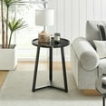 thumbnail image 1 of Harper Round Raised Lip Edge Side Accent Table with Mid-century Modern Crossed Metal Bold Pedestal Legs - Black Marble/Black, 1 of 17