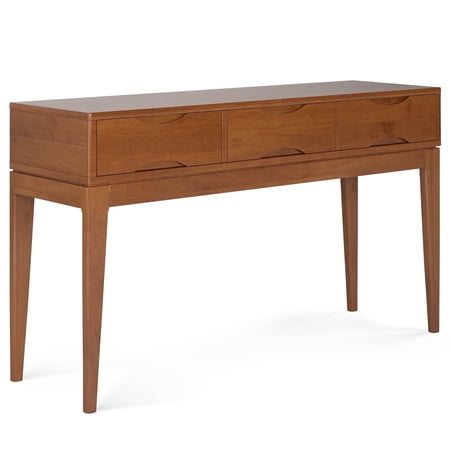 Simpli Home Harper 54 inch Wide Solid Wood Mid-Century Modern Console Sofa Table in Teak Brown