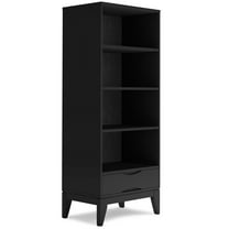 Simpli Home Harper SOLID HARDWOOD 60 inch x 24 inch Mid Century Modern Bookcase with Storage in Black