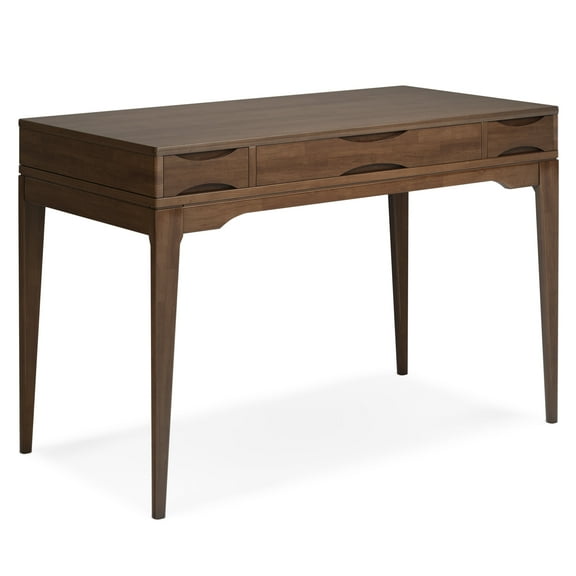 Harper 48 inch Wide Solid Hardwood Mid-Century Modern Small Desk in Walnut Brown