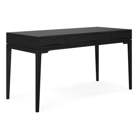 Harper 60 inch Wide Solid Wood Mid Century Modern Desk in Black
