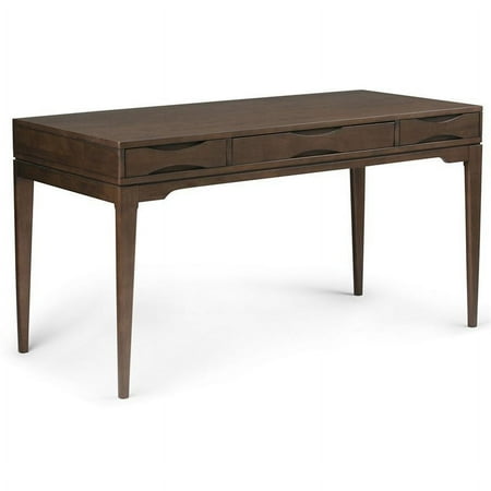 Simpli Home - Harper Rectangular Mid-Century Modern Solid Rubberwood 2-Drawer Table - Walnut Brown