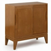 Harper 30 inch Wide Solid Hardwood Mid-Century Modern Low Storage Cabinet in Teak Brown