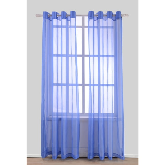 Harper Solid Sheer Voile Grommet Window Panel, Navy, 54x84 Inches