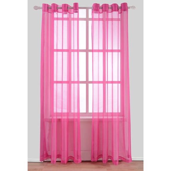Harper Solid Sheer Voile Grommet Window Panel, Neon-Pink, 54x84 Inches