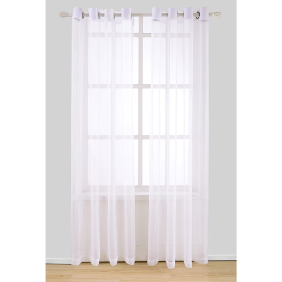 Harper Solid Sheer Voile Grommet Window Panel, White, 54x84 Inches