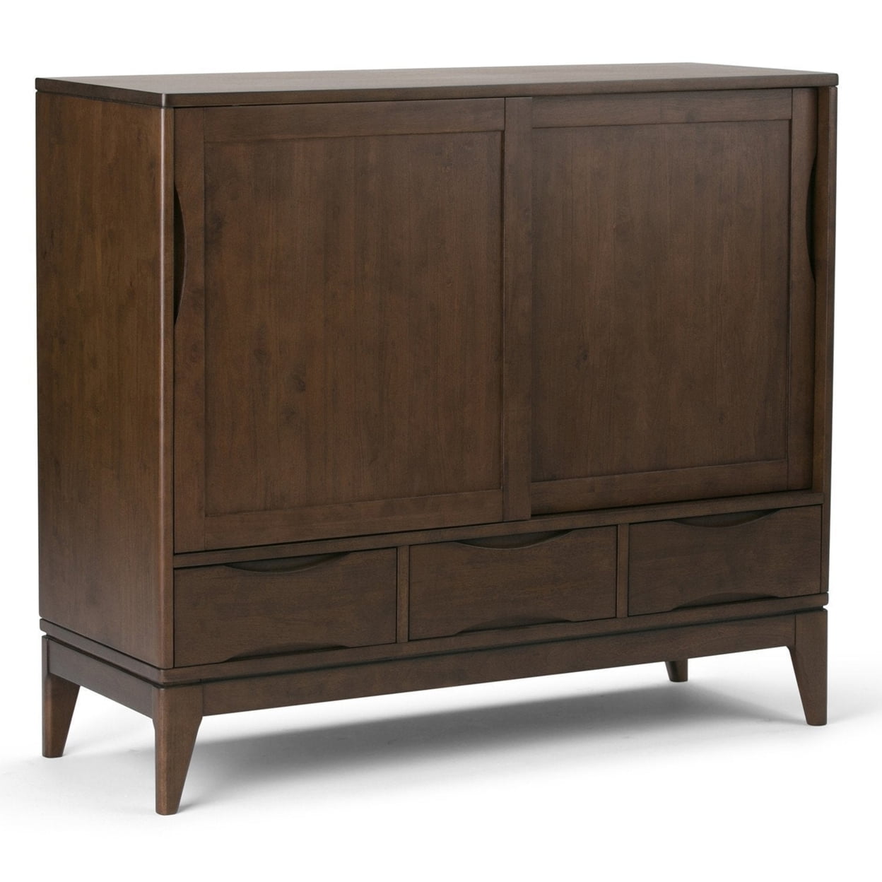 Harper Mid-Century Modern Walnut Brown Solid Hardwood Office Cupboard