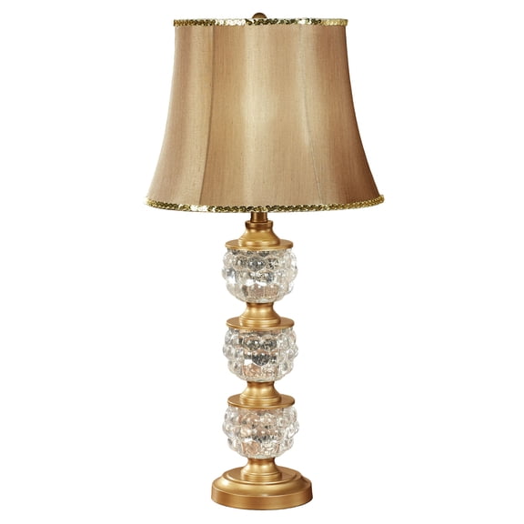 Harper Table Lamp with Bubble Textured Mercury Glass Orbs - Metallic Golden Toned Design
