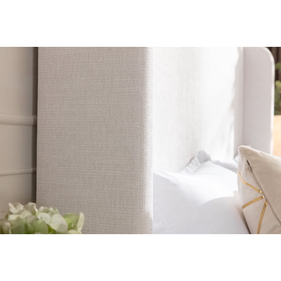 Harper Tall Headboard Upholstered Bed / 54" High Headboard / Elegant Simplicity / No Box Spring Needed / Easy Assembly / California King / Textured Ivory Canvas