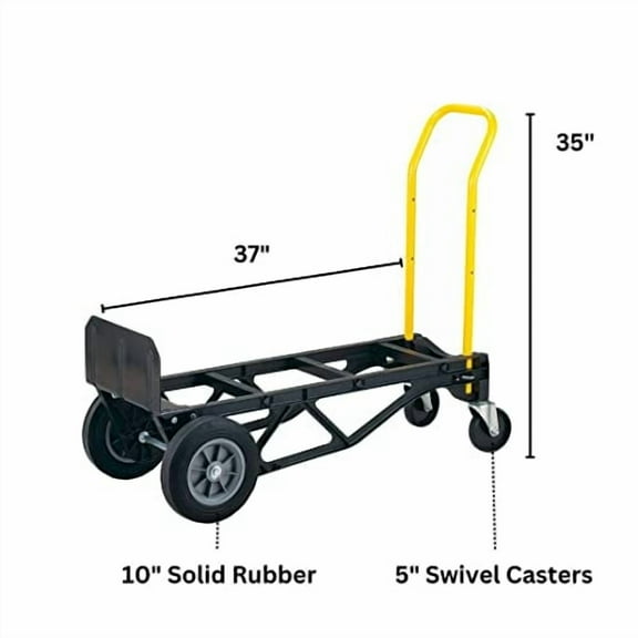 Harper Trucks 600lb/700lb Capacity Nylon Frame Convertible Hand Truck with 10" Solid Rubber Wheels - Assembly Required