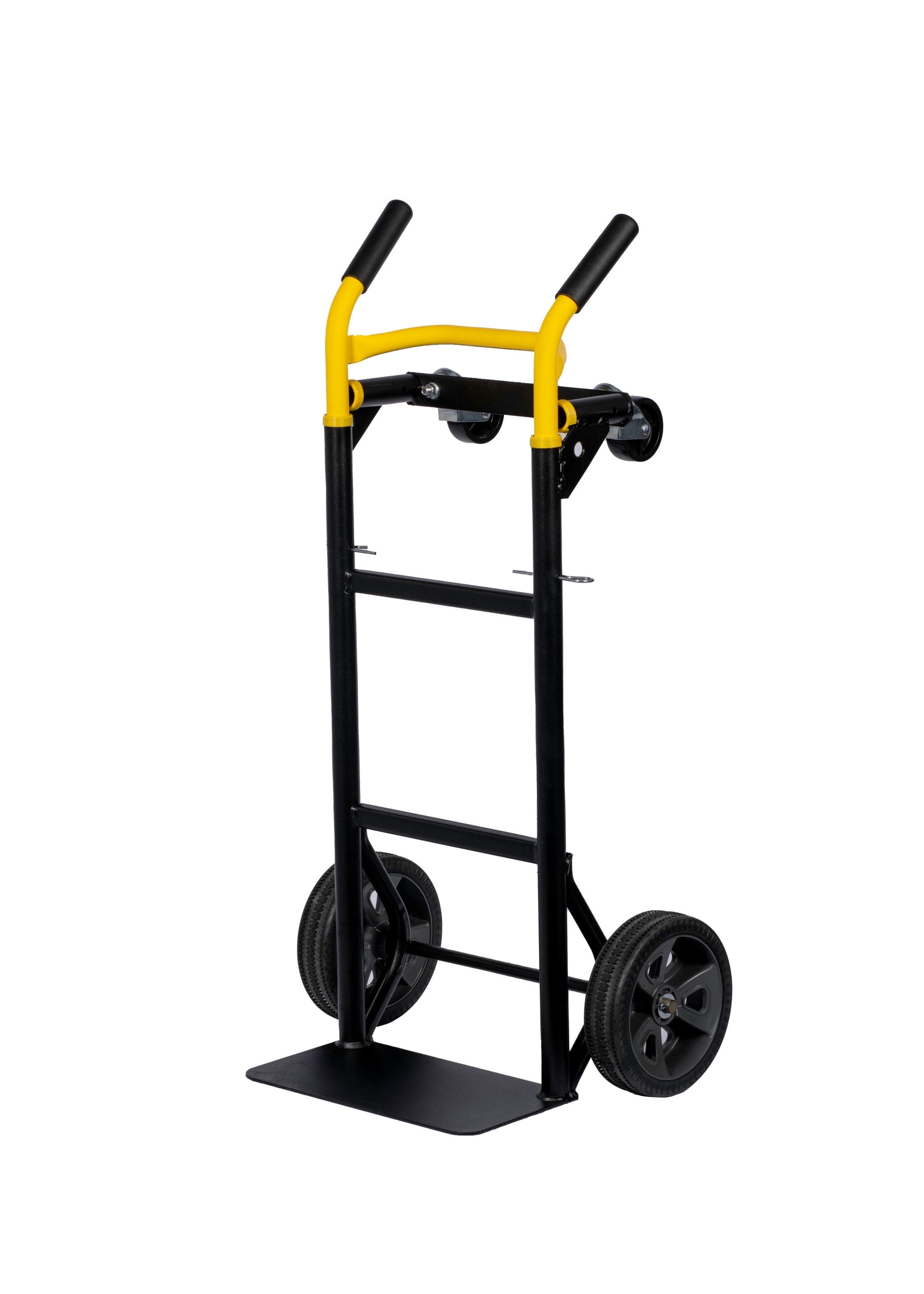Harper Trucks JDTSA0423 600/700 lb. Capacity Steel ConvertibleHand Truck with 8" Flat Free DuroTread Pro Wheels, Yellow Handle/BlackFrame