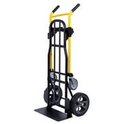 Harper Trucks JDCSC0335PC 1000 lb. Capacity 5-in-1 Kwik Shift Convertible&nbsp;Hand Truck with 10 Flat Free DuroTread Pro Wheels, Yellow&nbsp;Handle/Black Frame