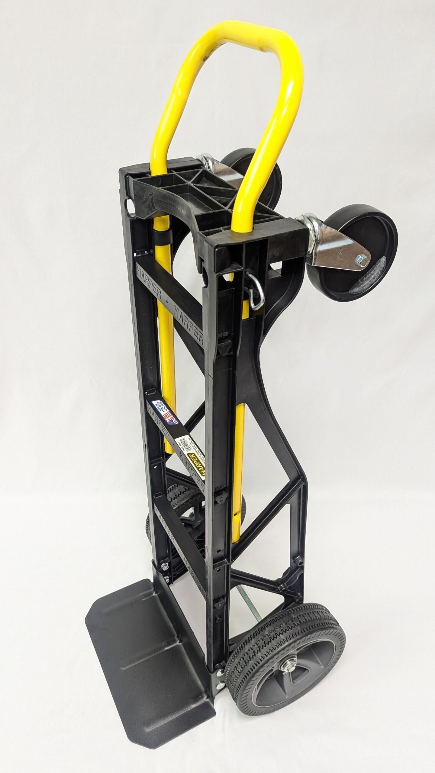 Harper Trucks PGDY0335P 600/700 lb. Capacity Nylon ConvertibleHand Truck with 10" Flat Free DuroTread Pro Wheels, YellowHandle/BlackFrame
