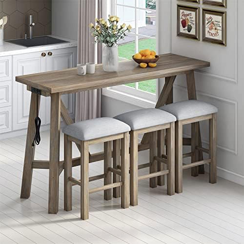 Harper & Bright Designs 4Piece Counter Height Table Set with 2 Drawers