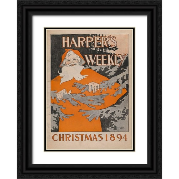 Harper''s Weekly 11x14 Black Ornate Wood Framed with Double Matting Museum Art Print Titled - Christmas 1894
