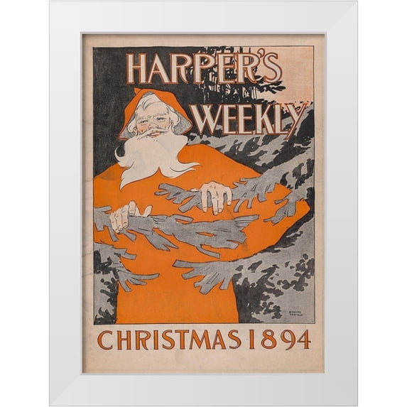 Harper''s Weekly 18x24 White Modern Wood Framed Museum Art Print Titled - Christmas 1894
