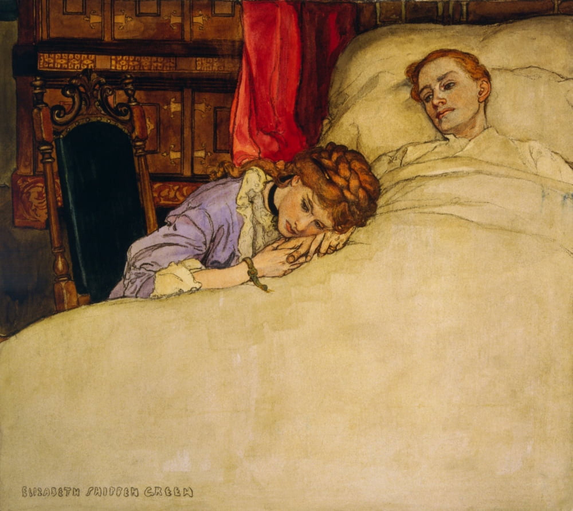 Harpers 1907 He knew that he was not dreaming Canvas Art - Elizabeth Shippen Green (24 x 36)