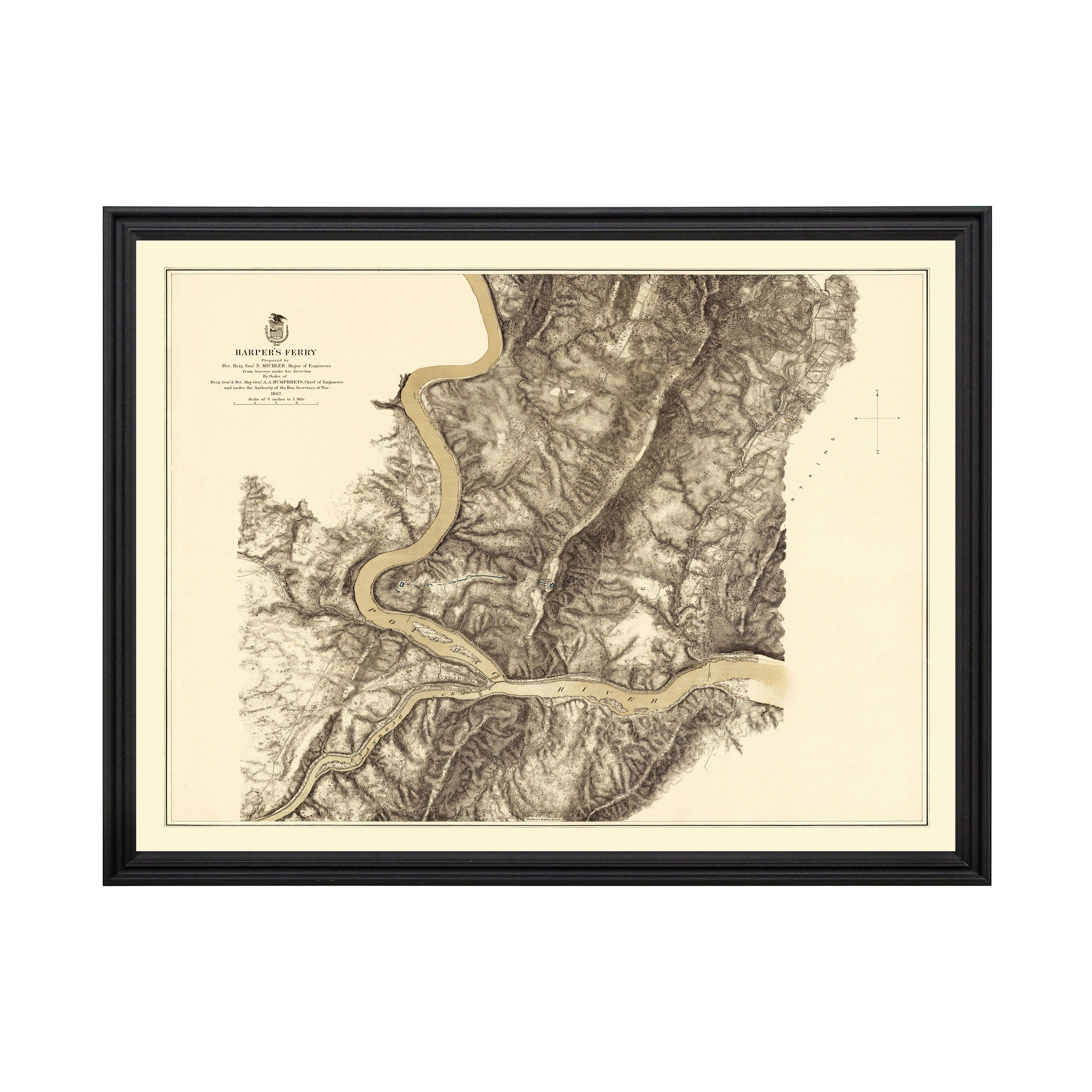 Harpers Ferry Art, 1869 Vintage Map of Harpers Ferry West Virginia, WV ...