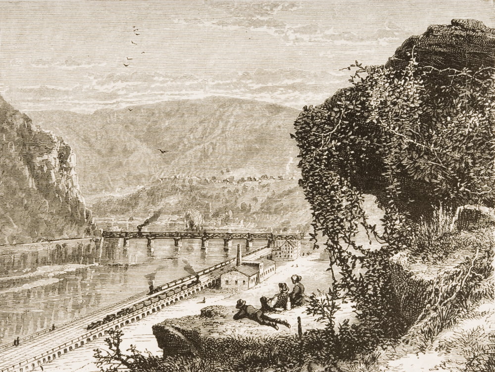 Harpers Ferry Circa 1870S From American Pictures Drawn With Pen And Pencil By Rev Samuel Manning Circa 1880 Canvas Art - Ken Welsh  Design Pics (16 x 12)