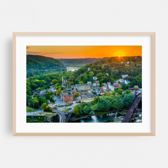 Harpers Ferry West Virginia Landscape Rural Home Decor Scenic Architecture Fine Art Sunset Bridge, Unframed Poster