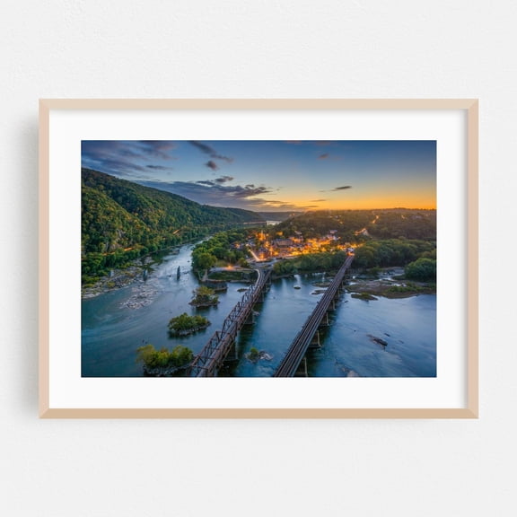 Harpers Ferry West Virginia Landscape Scenic Bridge Sunset Fine Nature Autumn Poster Unframed Paper Print