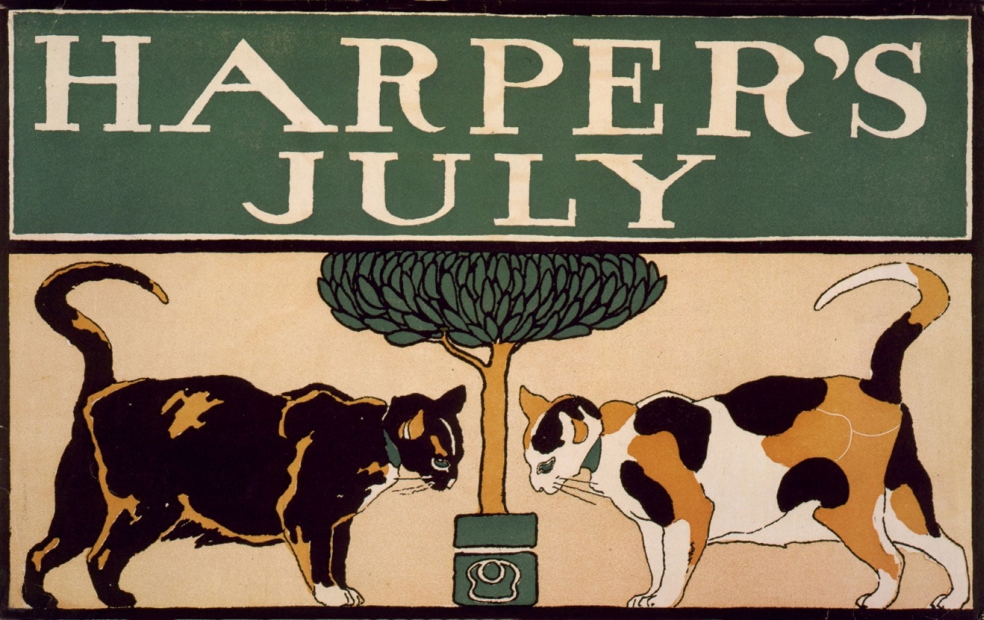 Harpers July 1898 (Cats) Canvas Art - Edward Penfield (18 x 24)