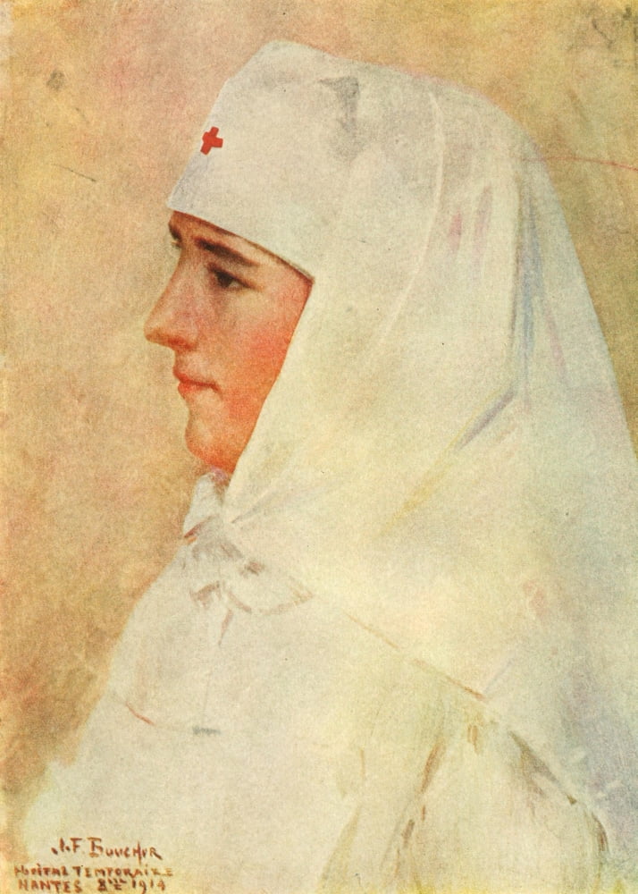 Harpers Library of WW 1920 Nurse Canvas Art - JF Bouchor (18 x 24)