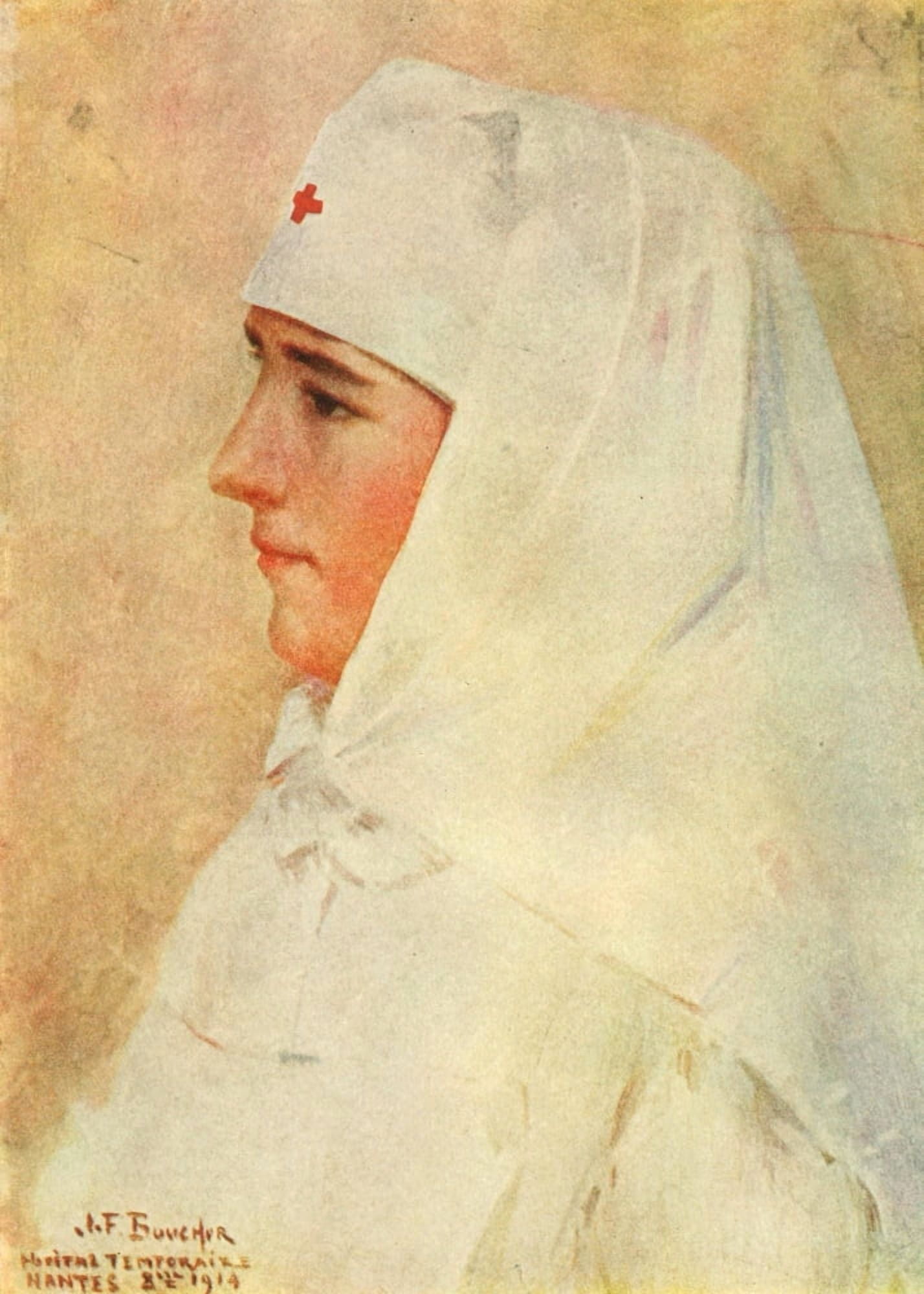 Harpers Library of WW 1920 Nurse Canvas Art - JF Bouchor (24 x 36)