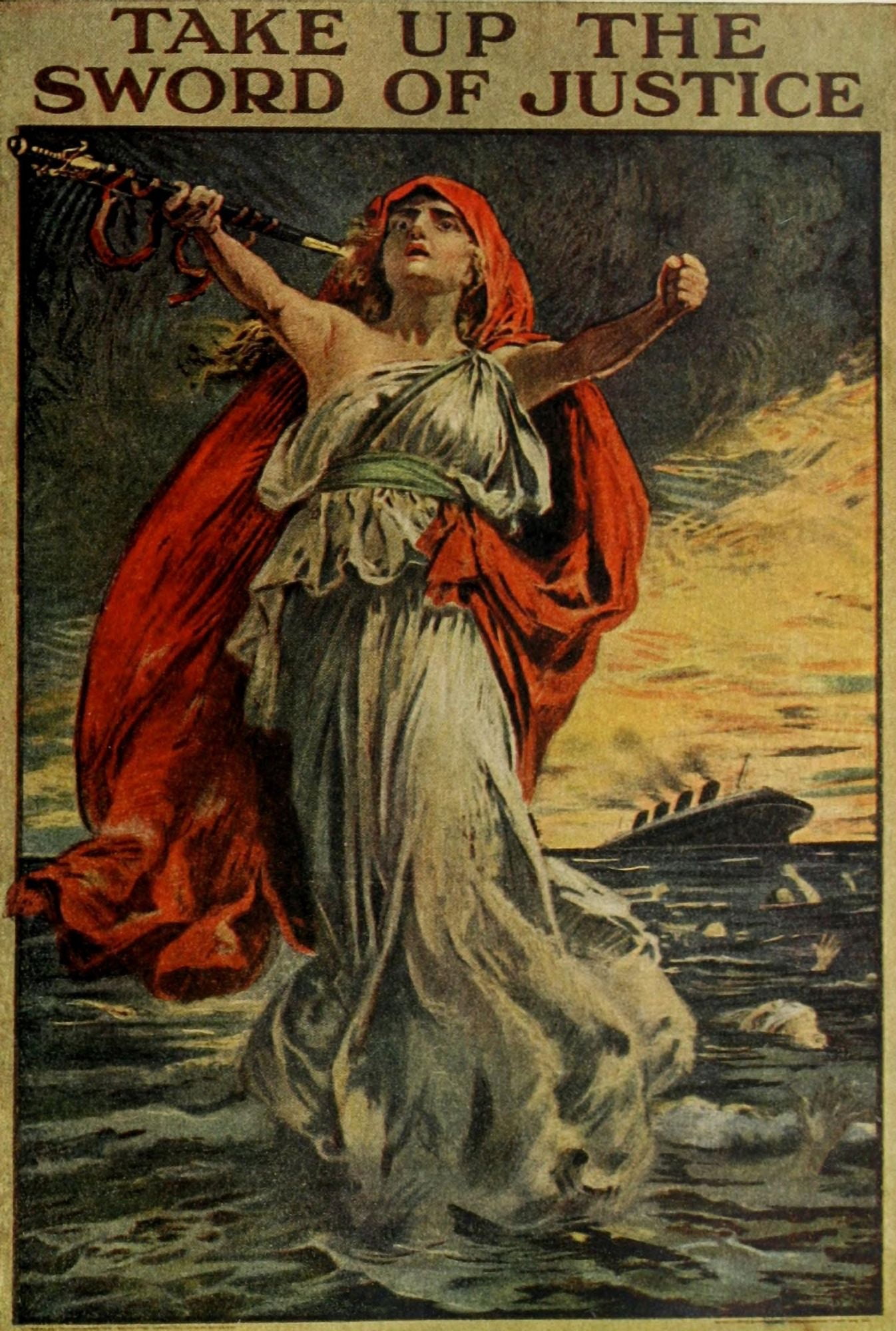Harpers Pictorial Library 1920 Take up the Sword of Justice Canvas Art - Bernard Partridge (18 x 24)