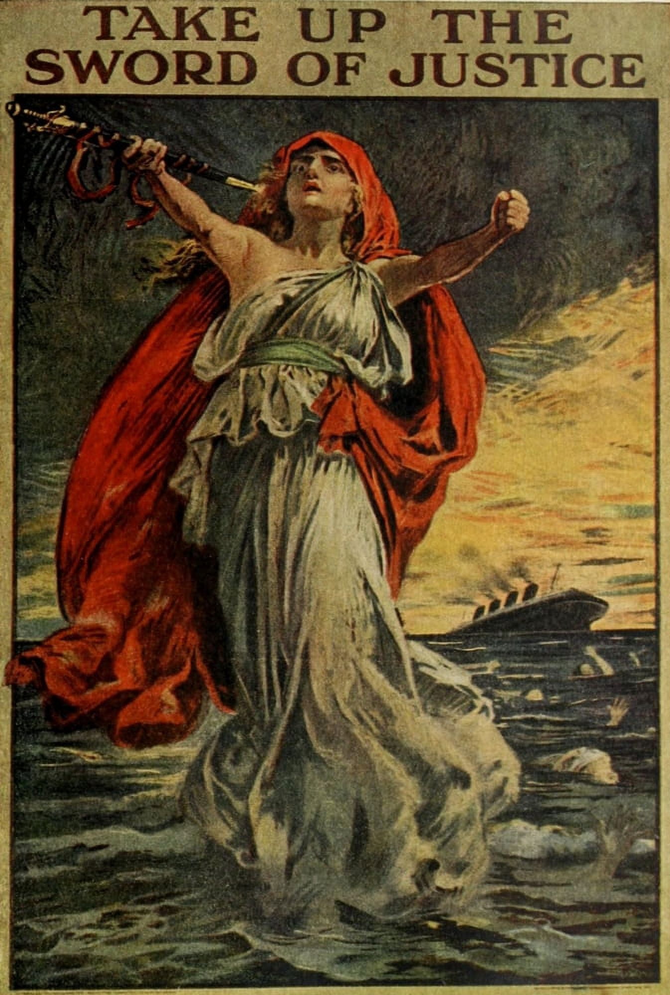 Harpers Pictorial Library 1920 Take up the Sword of Justice Canvas Art - Bernard Partridge (24 x 36)