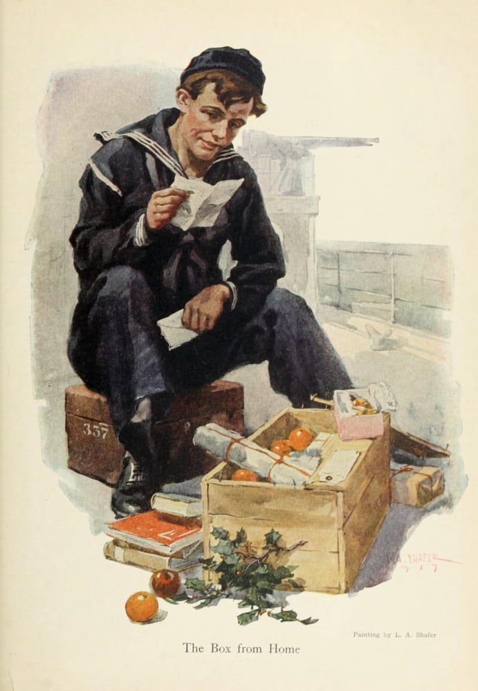 Harpers Pictorial World War 1920 A box from home Canvas Art - LA Shafer (18 x 24)