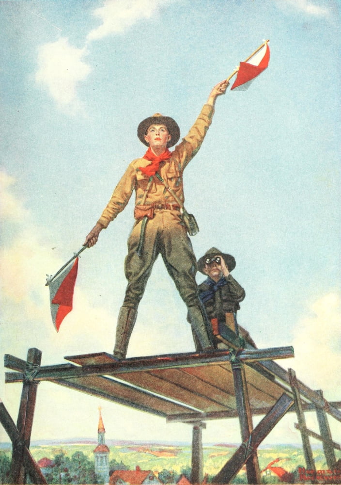 Harpers Pictorial World War 1920 Signalling Canvas Art - Norman Rockwell (24 x 36)