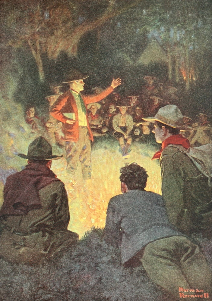 Harpers Pictorial World War 1920 Talks from Scout-master Canvas Art - Norman Rockwell (18 x 24)