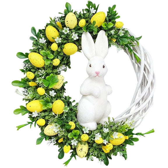 Harpi 10 Inch Spring/Summer Wreaths for Front Door Clearance, Easter Hanging Ornaments - Easter Bunny Wreath Acrylic Rabbit Wreath Easter Hanging Ornaments Home Front Door Party Decorations