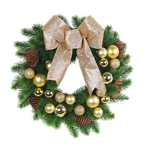 Harpi 12 Inch Christmas Wreaths for Front Door, Winter Decor Christmas Wreath Metal Large Bow Christmas Decorations