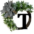 thumbnail image 1 of Harpi 15 Inch Spring Wreaths for Front Door Clearance, Greenery Summer Wreath, 26 Letters Decorative Wreath Door Hanging Home Decor Letters With Bow Knot Pendant Rattan Ring Wall Window Decoration, 1 of 3