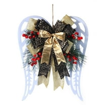 Harpi 16 Inch Christmas Wreaths for Front Door, Winter Decor Christmas and Year's Decorative Bow Angel Wreath Door Hanging Hanging Decorations Wreath Scene Decoration Props