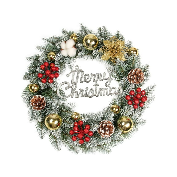 Harpi 16 Inch Christmas Wreaths for Front Door, Winter Decor Christmas Decorative Garland With Pointed White and Garlands Hanging On Mall Set Doors