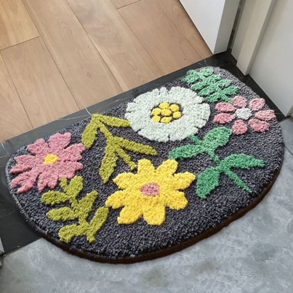 Harpi Bath Mats for Bathroom Clearance, Bath Rugs, Cute Bathroom Carpet Semi-circular Bathroom Floral Bathroom Mat Soft and Water Absorbent Non Slip Bathtub Mat