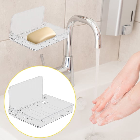 Harpi Bathroom Organizers and Storage, Clear Acrylic Floating Shelf, Foldable Invisible Wall Mounted Shelf for Cosmetics, Models, Bathroom Towels and Other Small Organisers, Bathroom Accessories