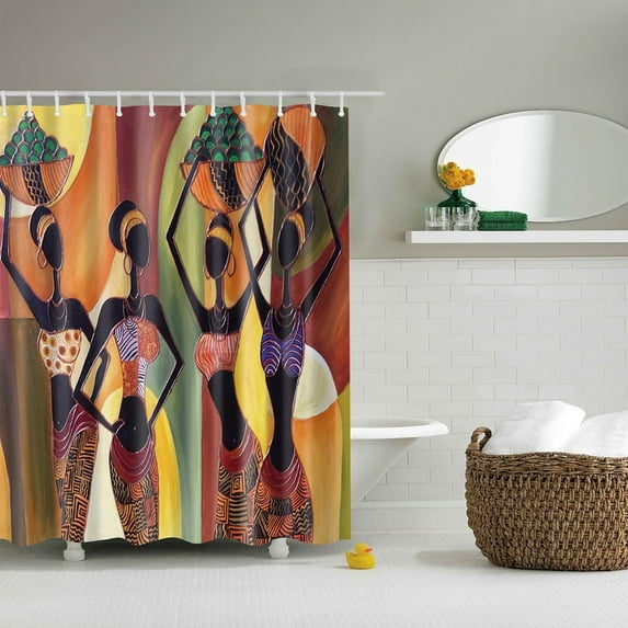 Harpi Black Girl Shower Curtain, African Egyptian Women Shower Curtains for Bathroom, Boho Theme Waterproof Polyester Fabric Shower Curtain for Home Decor Machine Washable