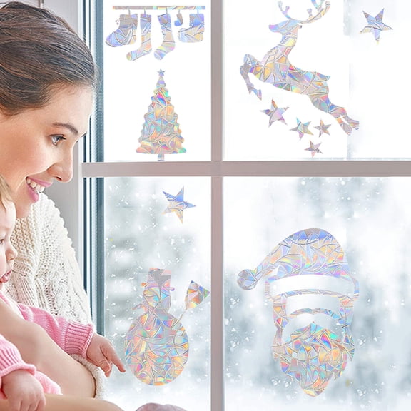 Harpi Christmas Wall Stickers Removable PVC Christmas Window Stickers Ornament Wall Stickers Wall Decor for Girls Bedroom Living Room Nursery