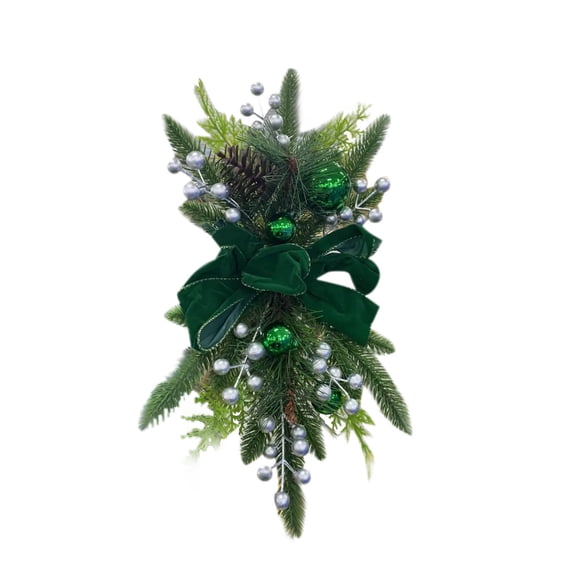 Harpi Christmas Wreaths for Front Door, Winter Decor Christmas Rattan Upside Down Tree Wall Hanging Door Hanging Restaurant Decoration