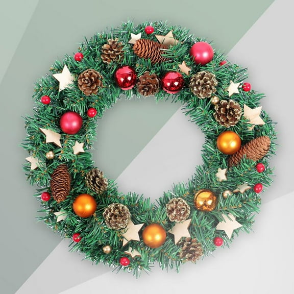 Harpi Christmas Wreaths for Front Door, Winter Decor Garland Door Hanging Christmas Cane Circle Artificial Cotton Wreath Decoration