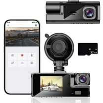 Harpi Dash Camera for Cars, Dash Cam Front and Inside 1080P FHD Dash Camera with Infrared Night Vision 140 Degrees Wide Parking Monitor Loop Recording APP and Free 32GB Card