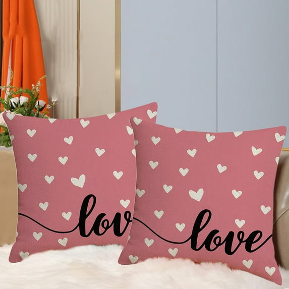 Harpi Decorative Throw Pillow Covers Clearance Valentine's Day Pillow Covers 18x18 Inch Set Of 2 White Hearts Decor Throw Pillow Covers Valentine's Day Cushion Case Decoration for Sofa Couch