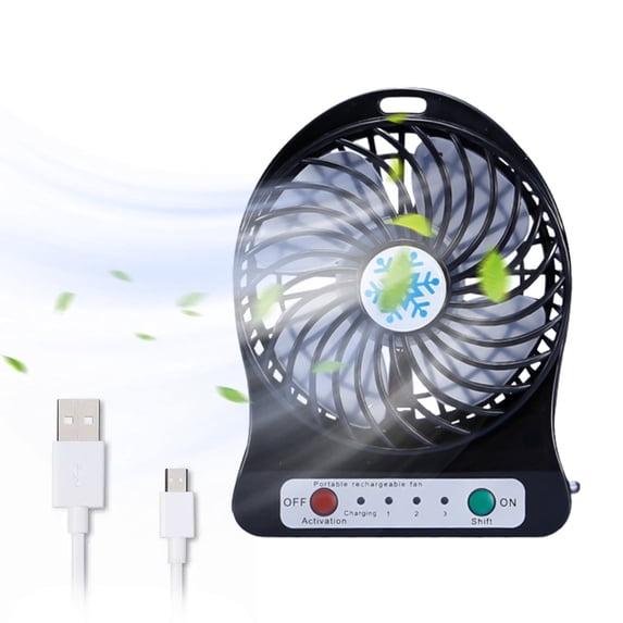 Harpi Desk Fans Small Quiet, Portable Rechargeable LED Light Fan Cooler Mini Table USB 18650 Battery Fan for Office, Bedroom, Table, Outdoor Fans on Sale and Clearance