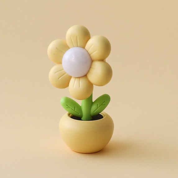 Harpi LED Night Light, Room Lights for Bedroom, Flowerpot Cute Flowers Warm Light Small Night Light Girl's Bedside Ornament Button Battery Mini Light Christmas Gifts