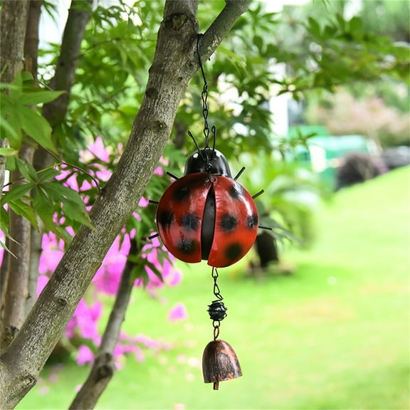 Harpi Ladybug Metal Wind Chimes for Outside Bell Insect Chime Decor Summer Rustic Hanging Ornaments Iron Stereo Decorative Bell Pendants for Garden Yard Patio Indoor Outdoor